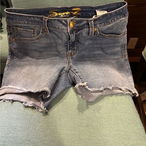 Seven7 Blue Jean Shorts with Distressed Details